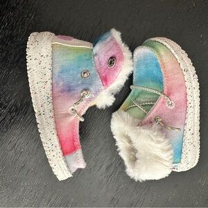 Hey Dude Kids Shoes - Multicolor with White Fur